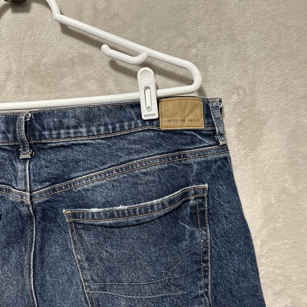 American Eagle Stretch Barrel Denim Jeans Women's 14 Stretch Curved Pockets Logo - Picture 4 of 11